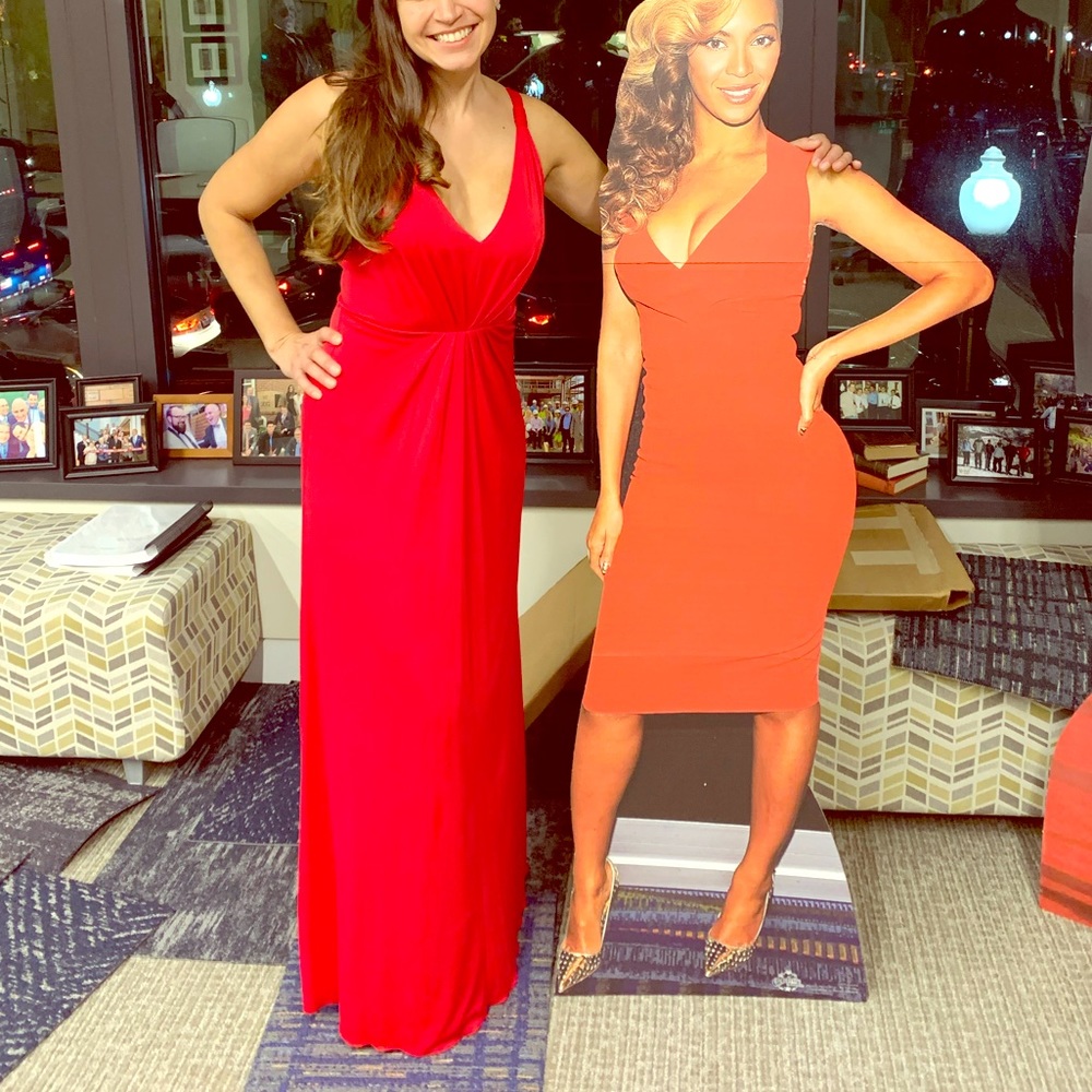 BCBG Red Stretch Gown Formal Dress